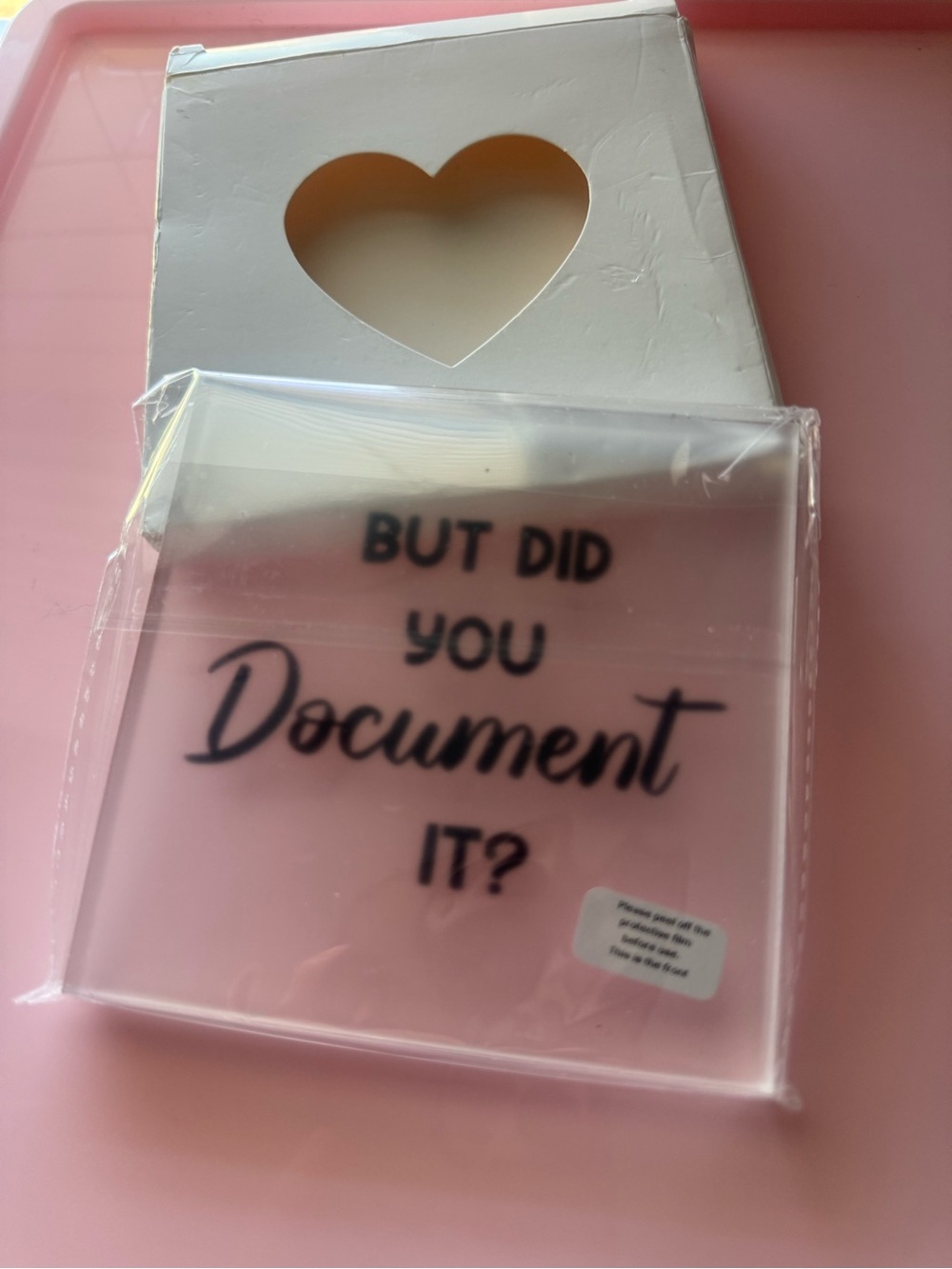 Funny “But Did You Document It?” Acrylic Desk Sign w/ Gift Box